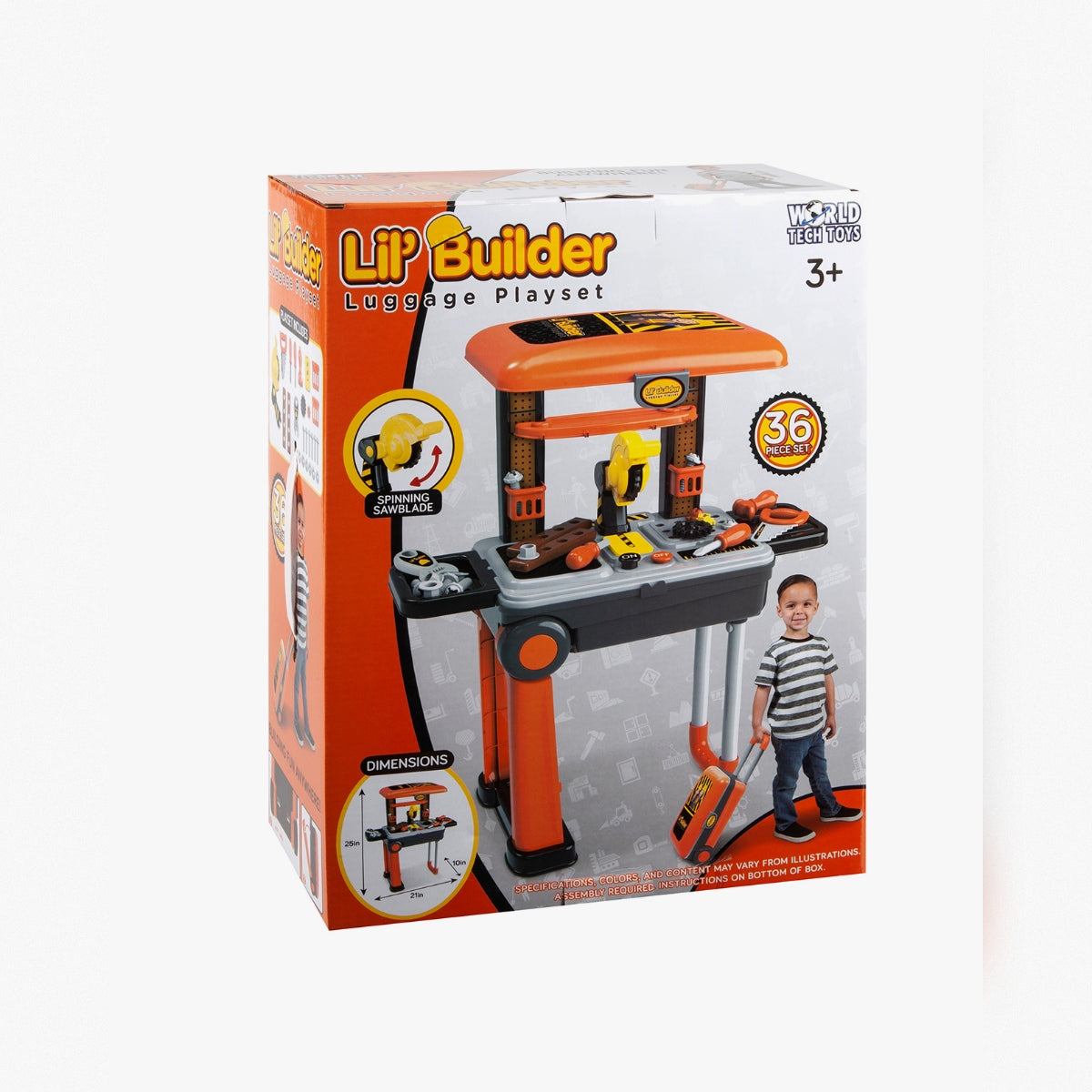 Lil’ Builder Suitcase Playset – 36 Piece Kids Construction Role-Play Kit